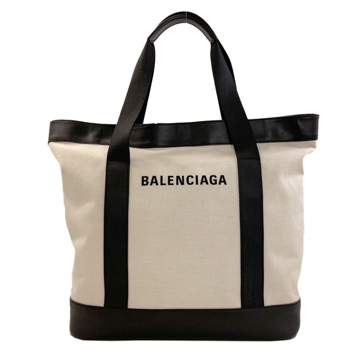 Balenciaga Navy Tote Canvas Leather