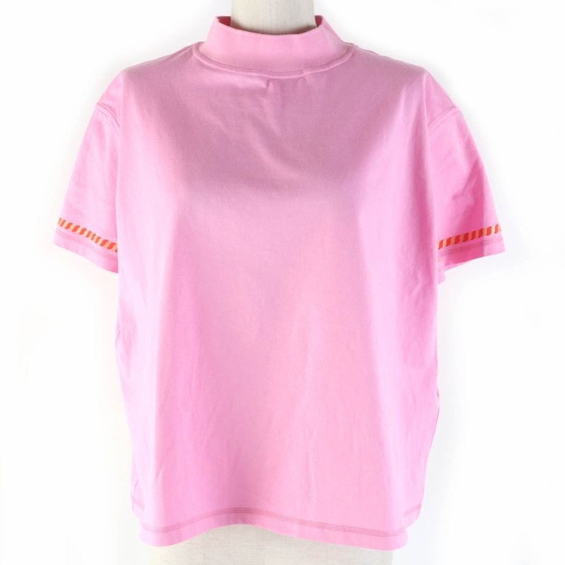 Hermes 23 SS 3 E4621 dl Cartouche Cotton Mock Neck Short Sleeve T-Shirt Pink 34