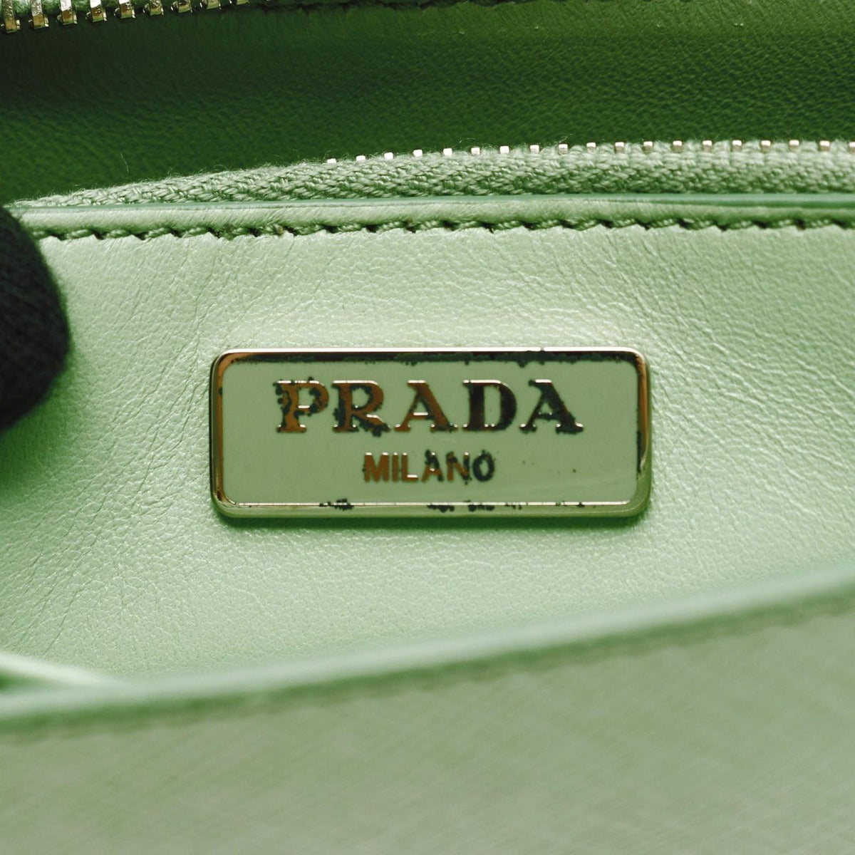 Prada Shoulder Bag Saffiano Lux Light Green Leather — view 4