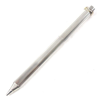 Cartier Vintage Trinity Striped Cap Ballpoint Pen Metal Silver With Box And