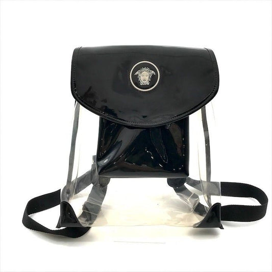 Versace Medusa Patent Vinyl Backpack Black