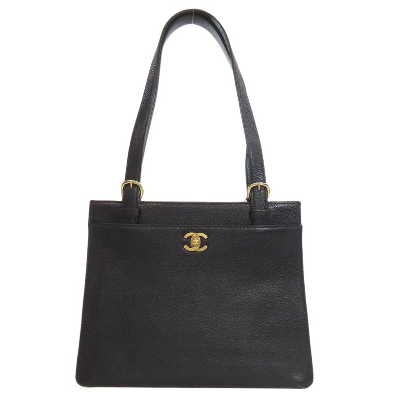 Chanel Coco Mark Gold Hardware Tote Bag Grained Calfskin Women