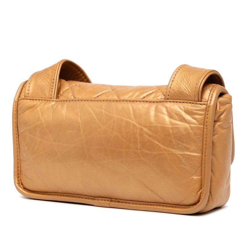 Chanel Matelasse Wild Stitch Vintage Crossbody Shoulder Bag Gold Leather Women