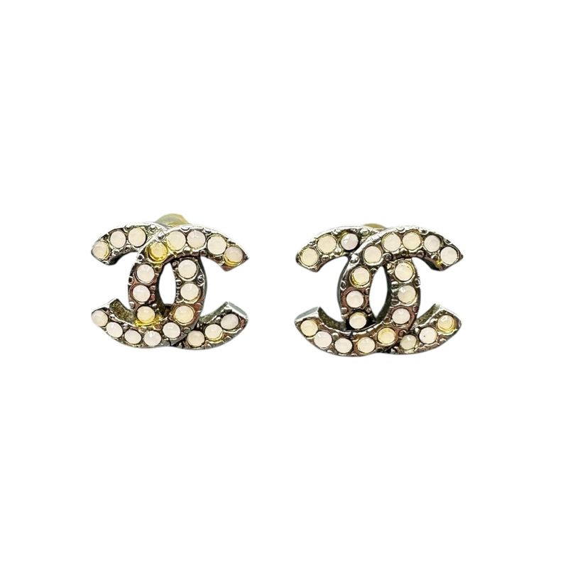 Chanel Rhinestone Coco Mark Pierced Earrings Rhinestone Coco Mark Earrings