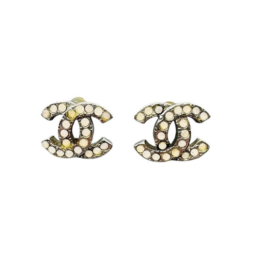 Chanel Rhinestone Coco Mark Pierced Earrings Rhinestone Coco Mark Earrings