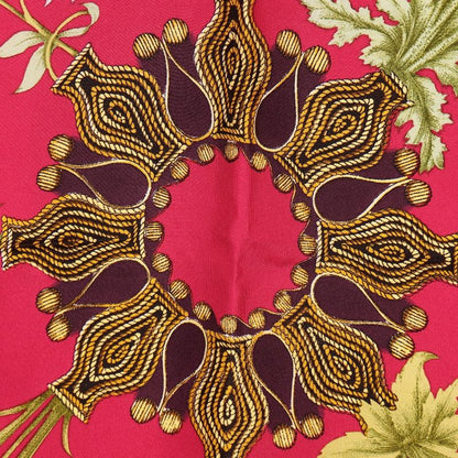 Hermes Carré 90 Arabesques Arabesque Silk Red Women's Scarf