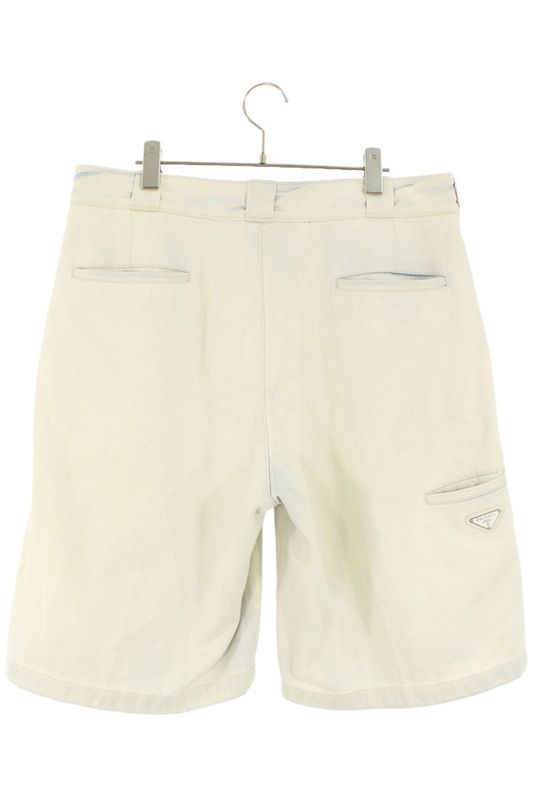 Prada Gep338 Triangle Logo Plate Denim Bermuda Half Pants Men's 50