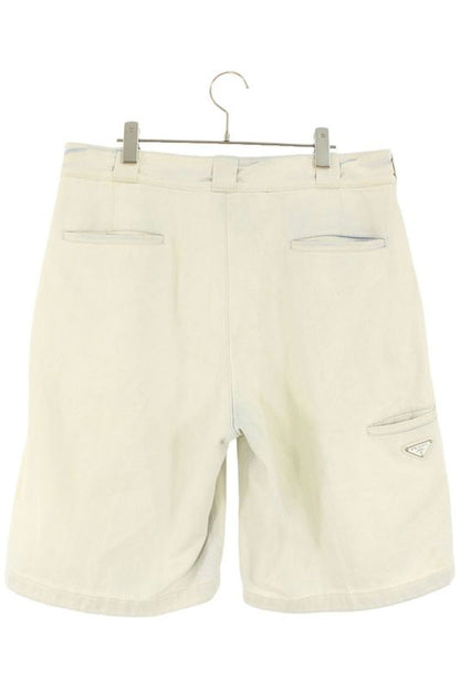 Prada Gep338 Triangle Logo Plate Denim Bermuda Half Pants Men's 50