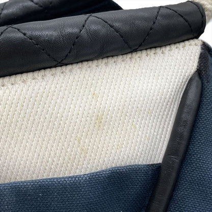 Chanel NO5 Coco Mark Choco Bar Handbag Canvas A28010 Navy Rope Handle Ladies