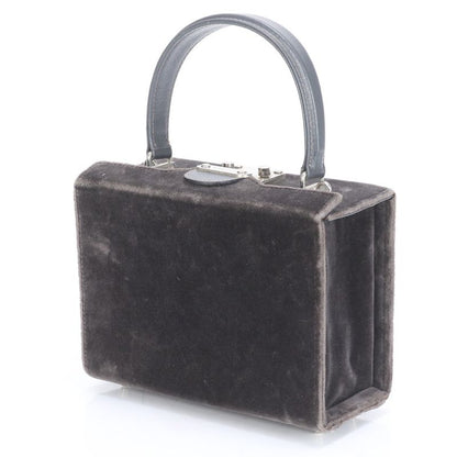 Fendi Leather Vanity Handbag Top Handle Tote Gray Velour Women's MME Ca5-1