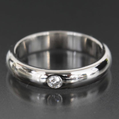 Cartier Wedding Band Ring 1 P Diamond No 7 Box Thick 3.5 mm Pt950