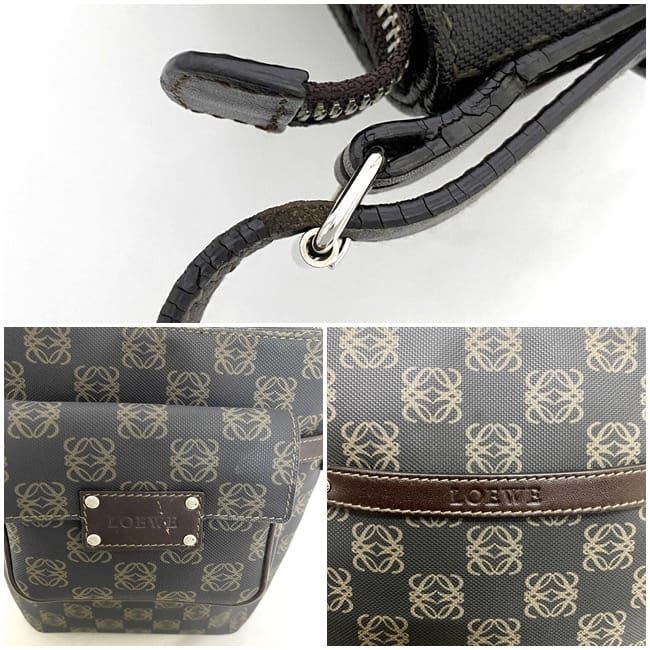 Loewe Shoulder Bag Gray Brown Anagram with Pouch