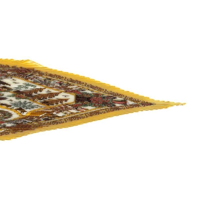 Hermes Silk Scarf Carré 90 Pleated Decoupages Yellow White Decoupages Hermes