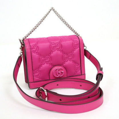 Gucci Mini Shoulder Bag Leather Pink Silver