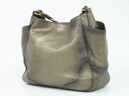 Authentic Prada Leather Shoulder Bag Gold Tone Bag Pre-owned [follow-up Discount