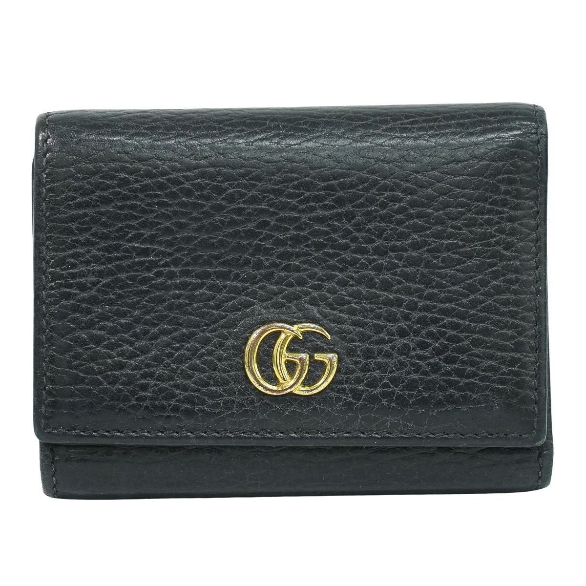 Gucci Petit Marmont Trifold Wallet Compact Leather Black