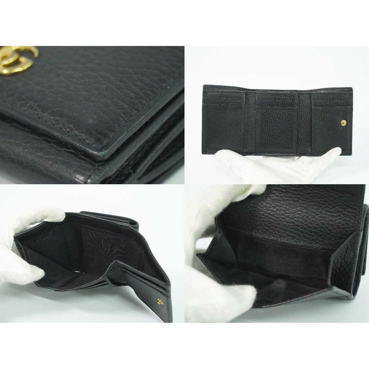 Gucci Petit Marmont Trifold Wallet Compact Leather Black — view 8