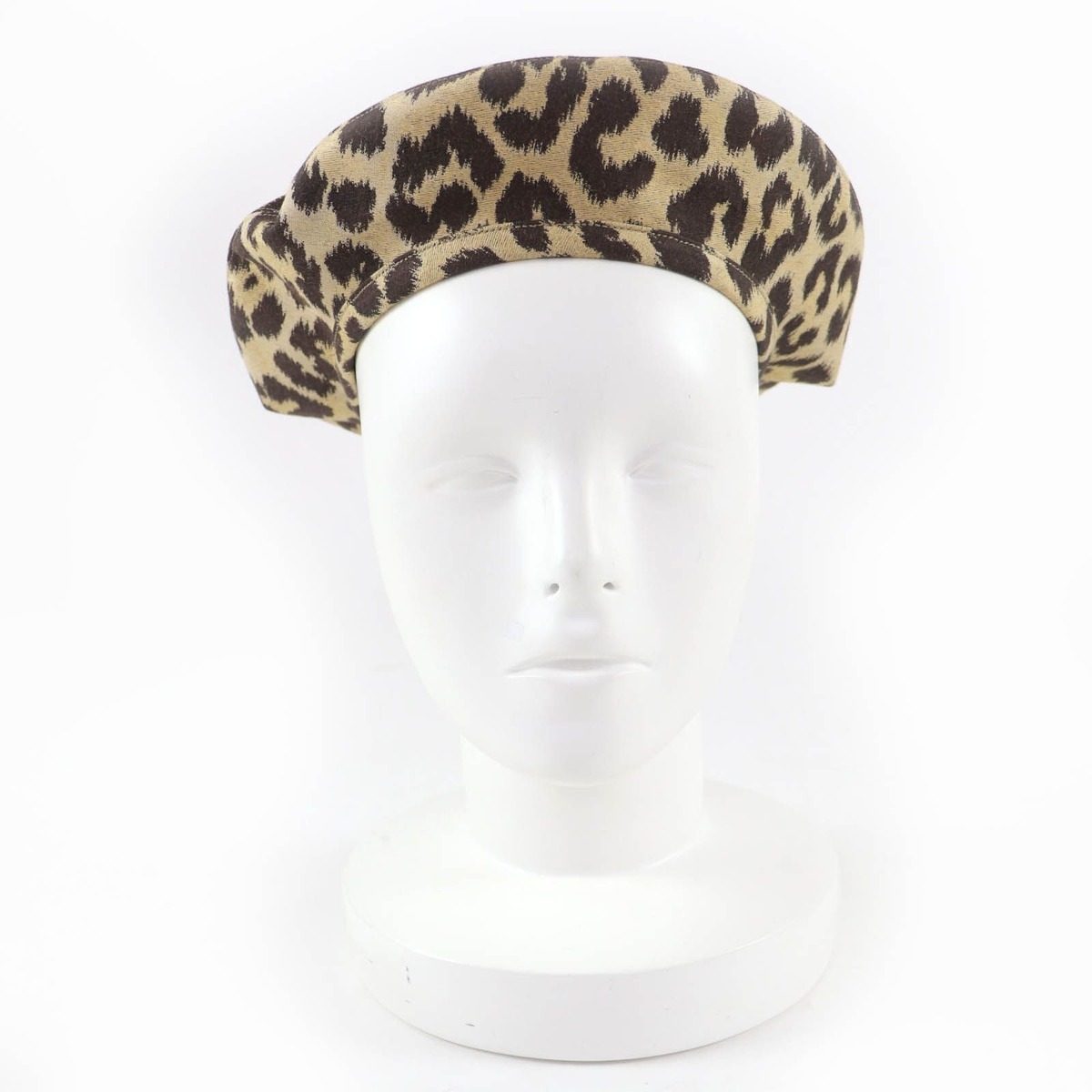 Dior Leopard Pattern Beret Hat Brown 57 — view 2