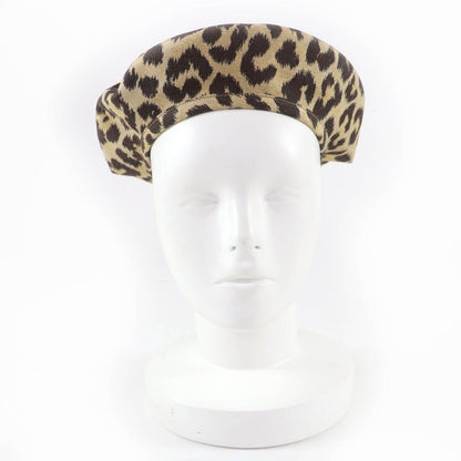 Dior Leopard Pattern Beret Hat Brown 57 — view 2