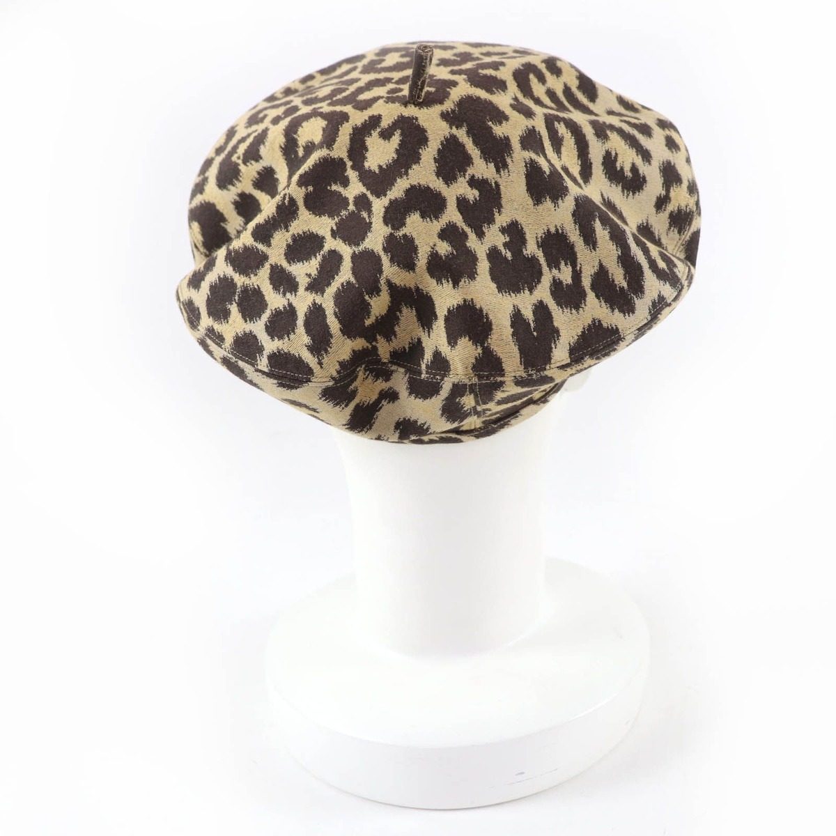 Dior Leopard Pattern Beret Hat Brown 57 — view 4
