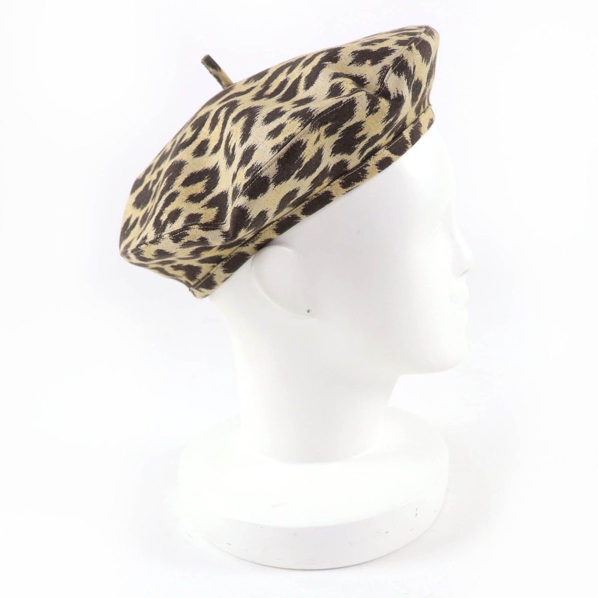 Dior Leopard Pattern Beret Hat Brown 57 — view 5