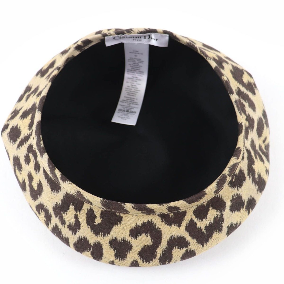 Dior Leopard Pattern Beret Hat Brown 57 — view 6