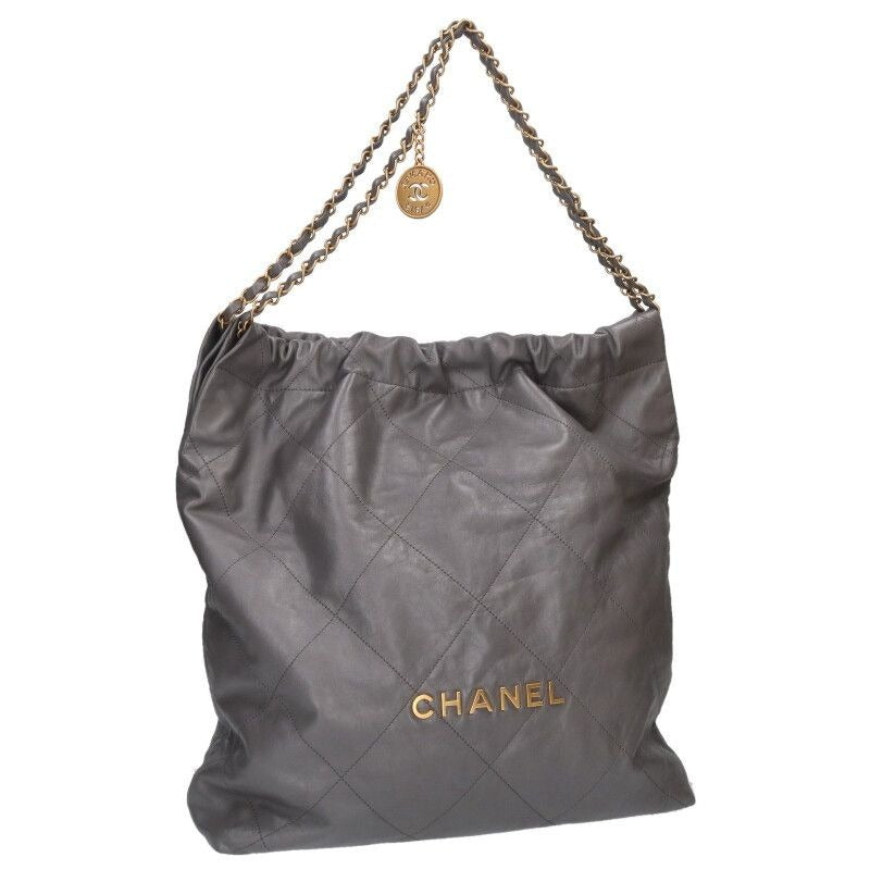 Chanel 22 Large Shiny Calf Chain Shoulder Bag