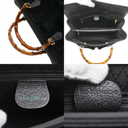 Gucci Bamboo Tote Shoulder Bag 2WAY 002285503220 Black Suede Leather Ladies