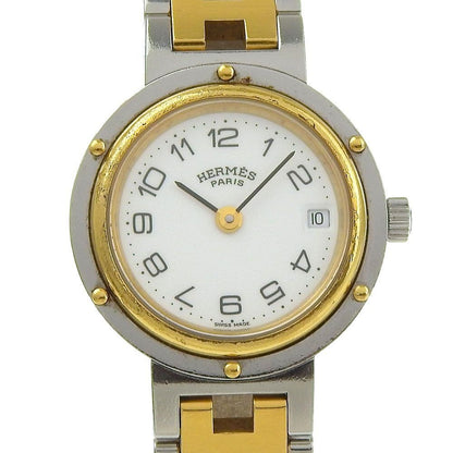 Hermes Clipper Stainless Steel Quartz Analog Display White Dial Watch