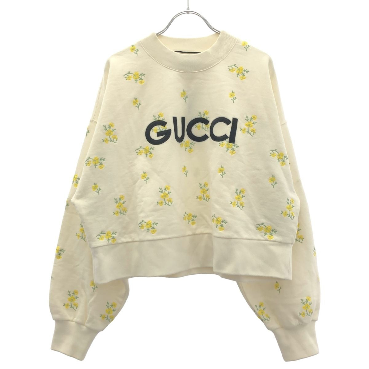 Gucci Flower Embroidery Logo Sweatshirt Trainer White Sneaker