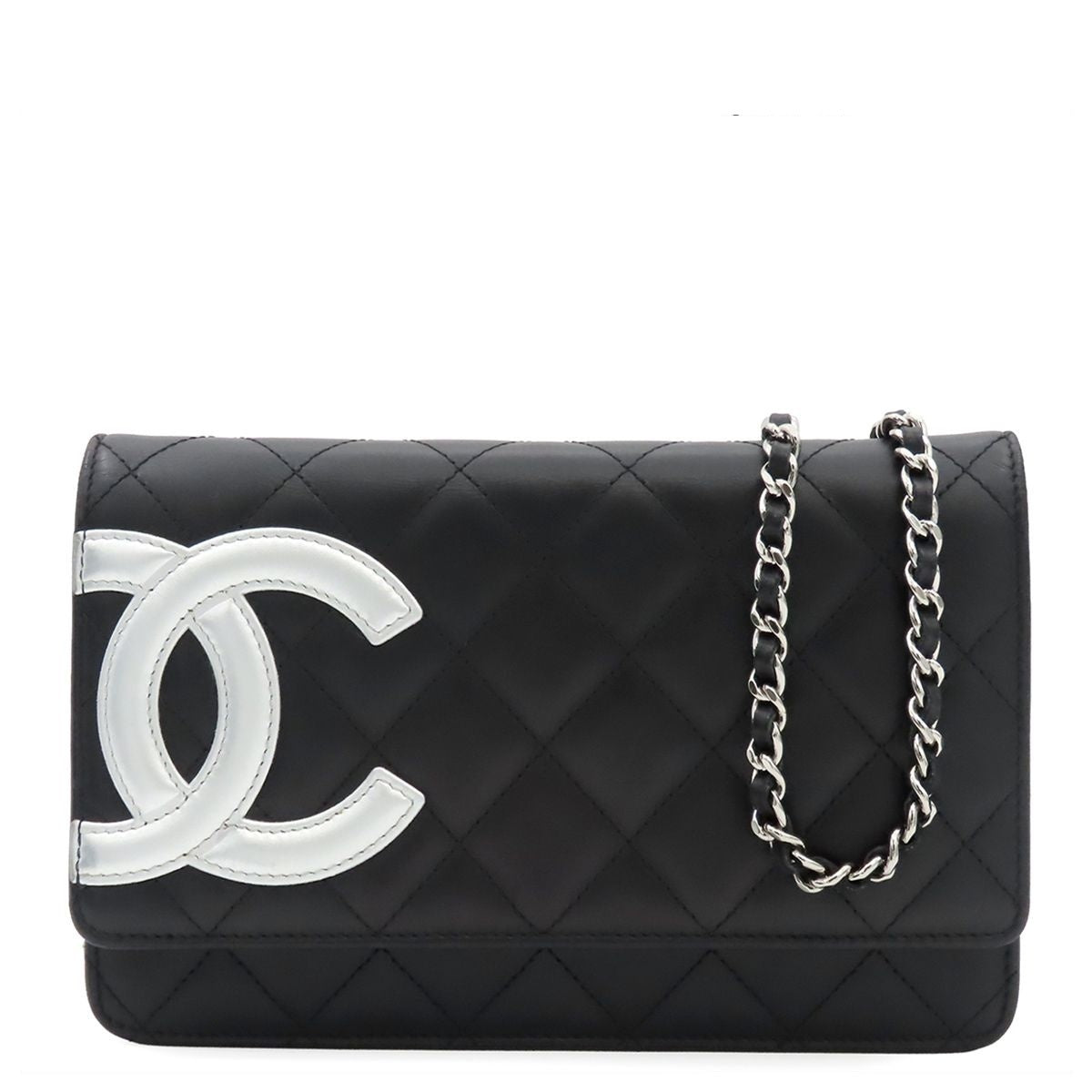 Chanel Cambo Line Chain Wallet Black Silver Calfskin Shoulder Bag