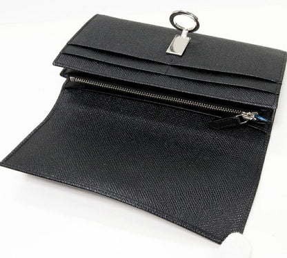Bulgari Zipper Long Wallet With Coin Purse Bulgari Large Wallet Calf Black 30414