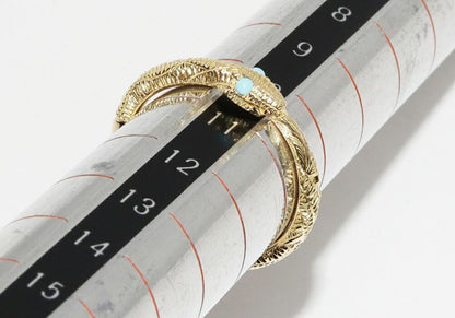 Gucci 18K Yellow Gold Turquoise 2P Ouroboros Ring