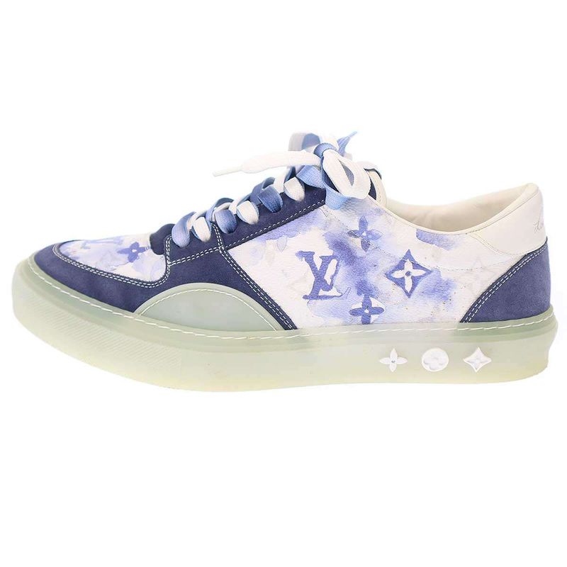 Louis Vuitton Watercolor Monogram Low Cut Sneakers White Blue 7 1 2