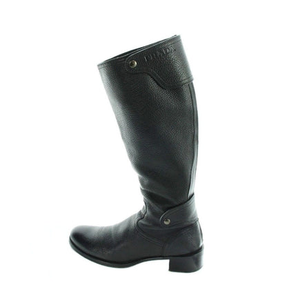 Prada Engineer Boots Grain Leather Long Logo Round Toe 36 Black
