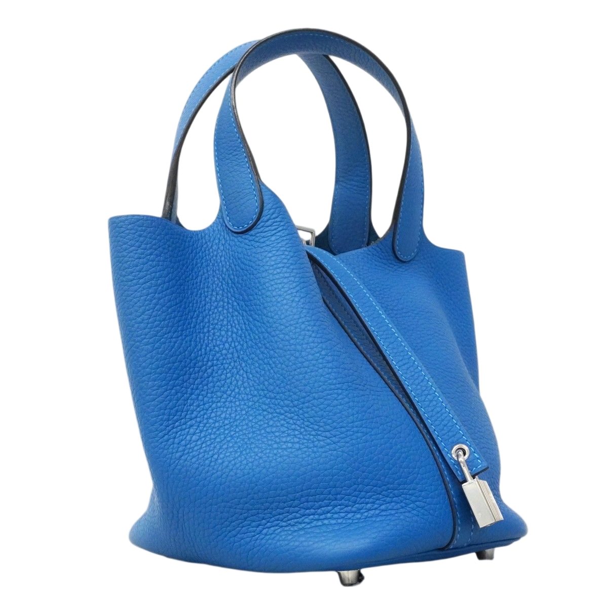 Hermes Handbag Picotin Lock PM Taurillon Clemence Mykonos Silver — view 2