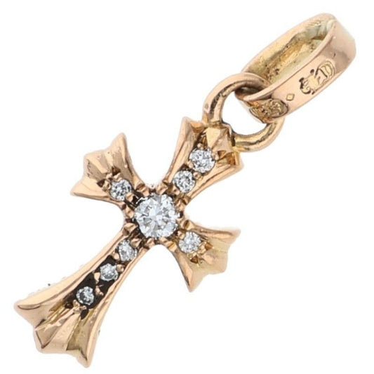 Chrome Hearts 22k Crs Bbyfat P Dmnd Baby Fat Pave Diamond Charm Gold Necklace