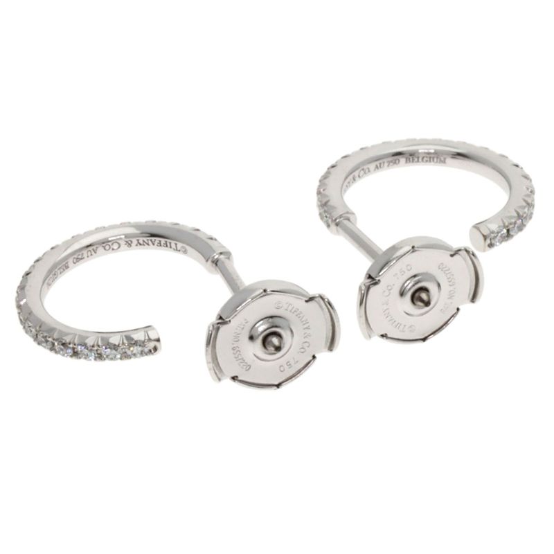 Tiffany & Co Metro Full Diamond Earrings 18K White Gold Ladies