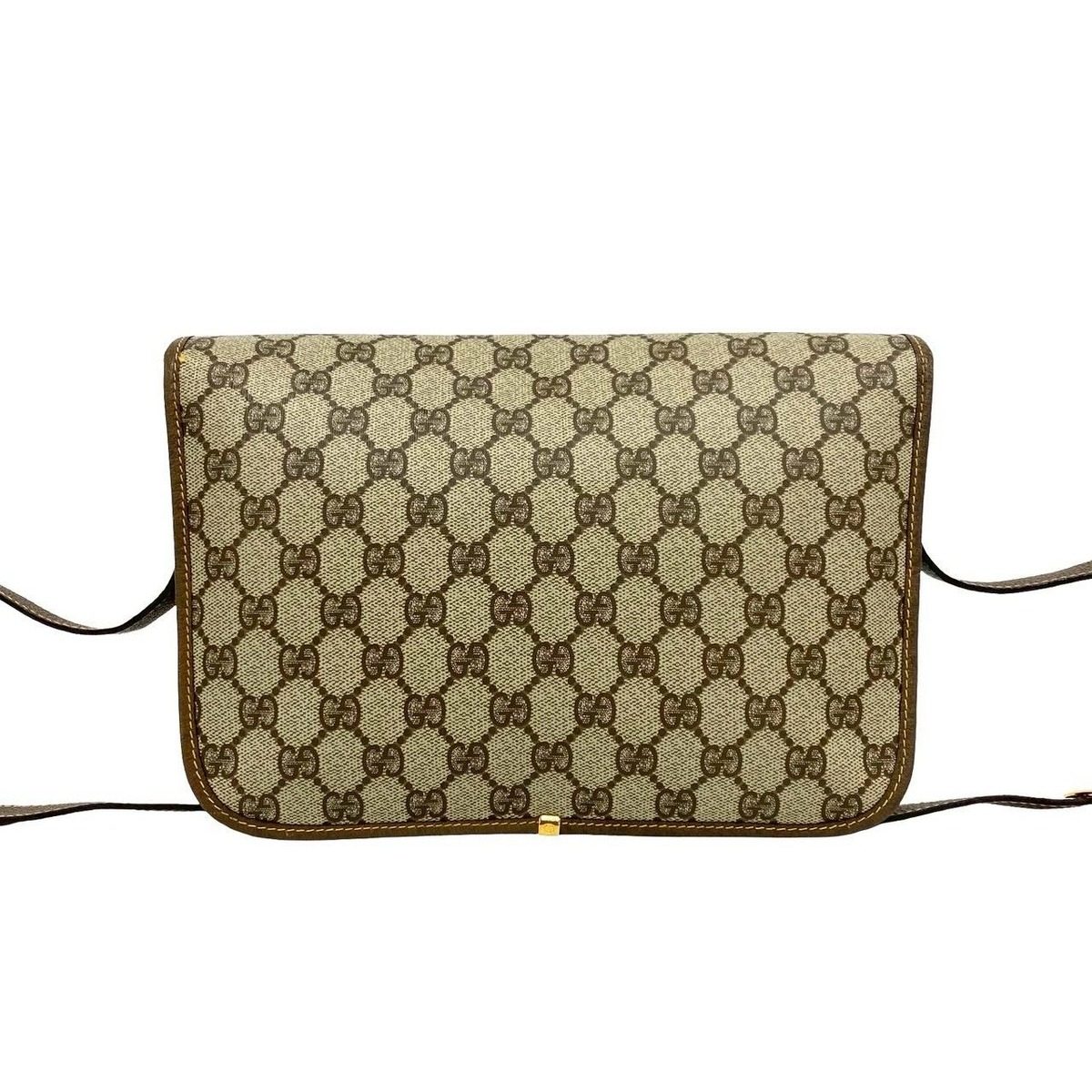 Gucci Vintage GG Logo Leather Shoulder Bag Pochette Crossbody Brown — view 3