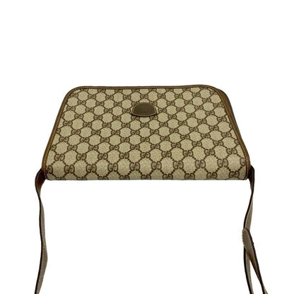 Gucci Vintage GG Logo Leather Shoulder Bag Pochette Crossbody Brown — view 4