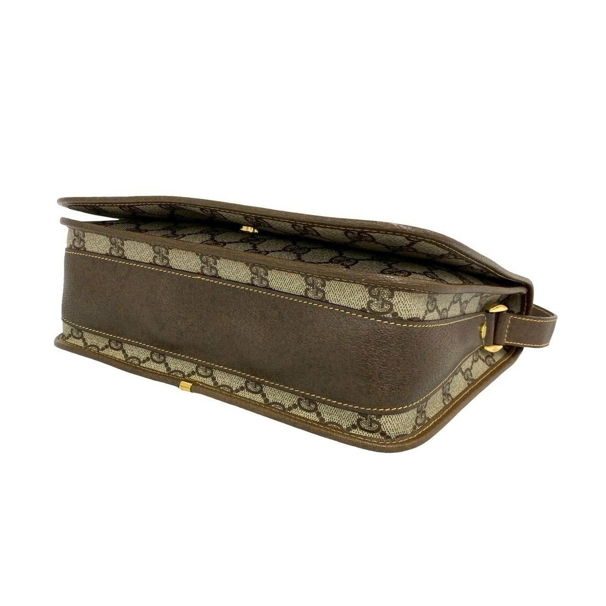 Gucci Vintage GG Logo Leather Shoulder Bag Pochette Crossbody Brown — view 8
