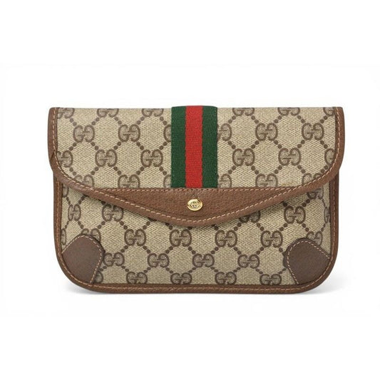 Gucci Pouch Vintage GG Plus Sherry Line Beige Brown
