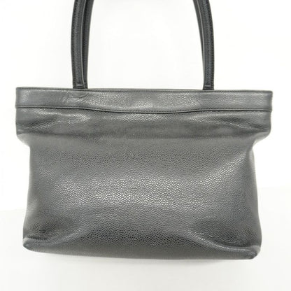 Chanel Handbag Caviar Skin Black Gold Hardware Women