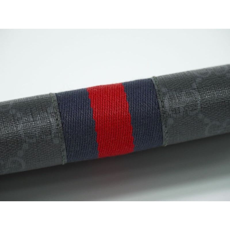 Gucci New Web Sherry Line GG Supreme Round Zipper Long Wallet Gray — view 5