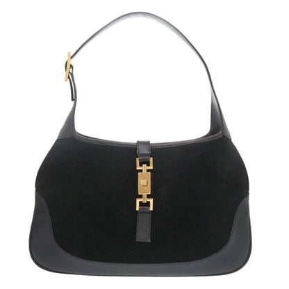 Gucci Jackie 001 Shoulder Bag Suede Leather Black