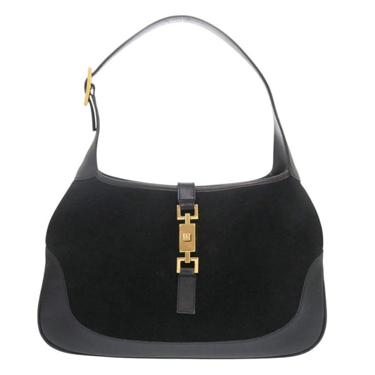 Gucci Jackie 001 Shoulder Bag Suede Leather Black