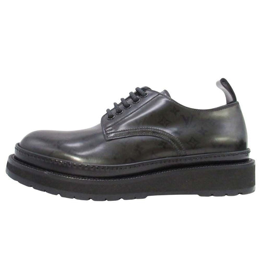 Louis Vuitton Monogram Davis Shoes Thick Sole Platform Lace Up Leather