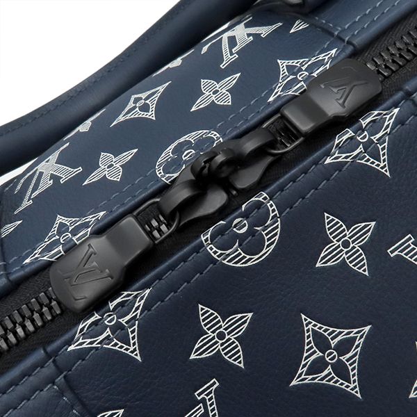 Louis Vuitton Boston Bag Keepall Bandoliere 50 Monogram Shadow Leather Ink Blue