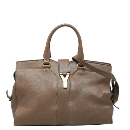 Saint Laurent Cabas Chic Mini 2-Way Shoulder Bag Brown Leather