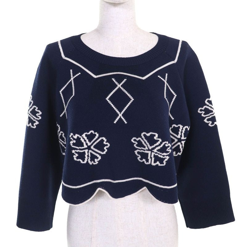 Christian Dior 6 Am509 Wool Clover Hem Scalloped Design Long Sleeves